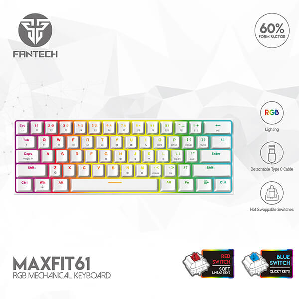 FANTECH MAXFIT61 MK857 SPACE WHITE MECHANICAL KEYBOARD FANTECH MAXFIT61 MK857 SPACE WHITE MECHANICAL KEYBOARD